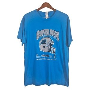 North Carolina Panthers Super Bowl 2016 Blue T Shirt Size L